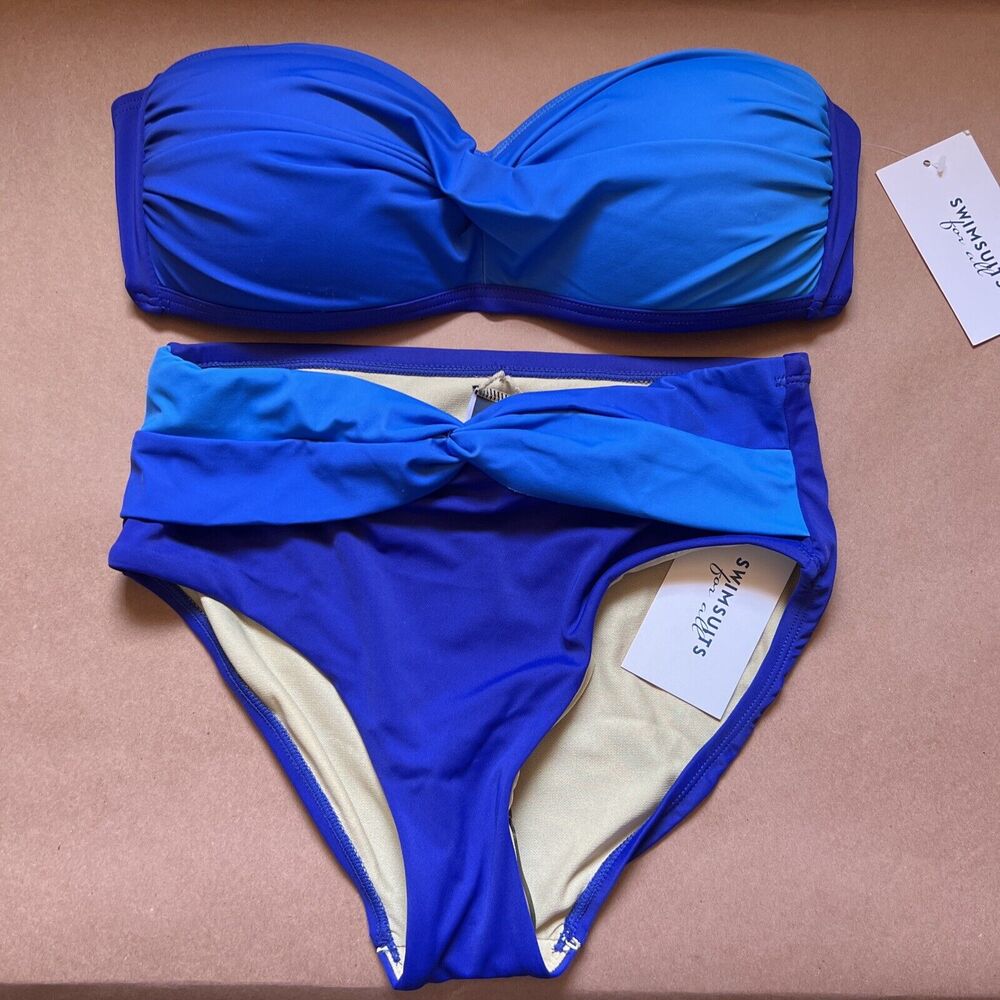 Swimsuits For All Blue Bikini Strapless Size 6/8 NWT